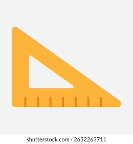 Triangle ruler vector – Simple flat icon of a yellow triangle ruler. Ideal for school, education, engineering, and design themes in digital or print projects