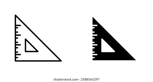 Triangle Ruler vectors icons set in filled and strokes on white background