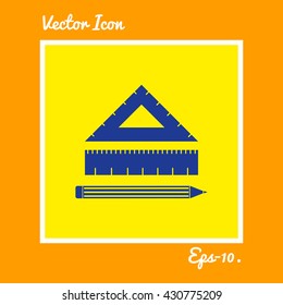 Triangle Ruler,Liner Ruler And Pencil Icon. Eps-10.