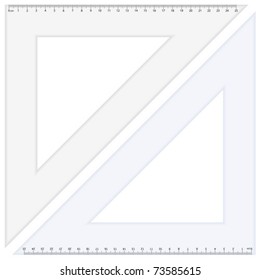 Triangle rulers on white background. Vector illustration.