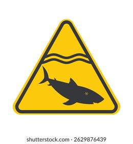 Triangle safety sign : large shark attack risk by swimming in the beach and sea, symbolizing strength and danger
