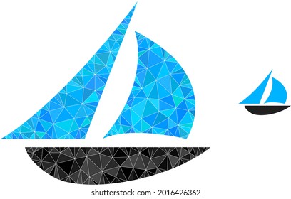 Triangle sailing boat polygonal icon illustration. Sailing Boat lowpoly icon is filled with triangles. Flat filled geometric mesh image based on sailing boat icon.