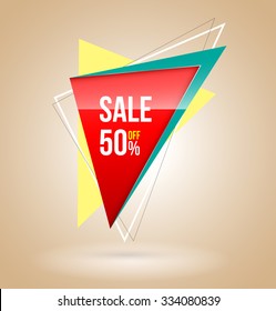 Triangle Sale banner. Vector illustration. Can use for promotion.
