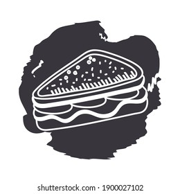 triangle sandwich hand draw and block style icon design of food eat restaurant and menu theme Vector illustration