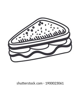 trazo de mano de arándano triangular y diseño de iconos de estilo de línea de la comida comer restaurante y tema del menú Ilustración vectorial