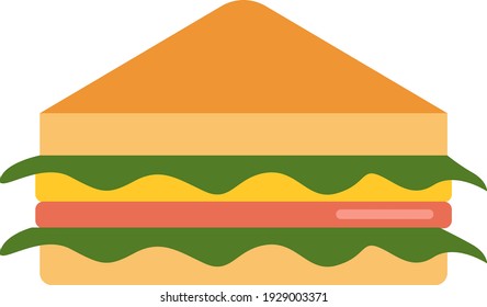 Triangle sandwich, illustration, vector on white background.