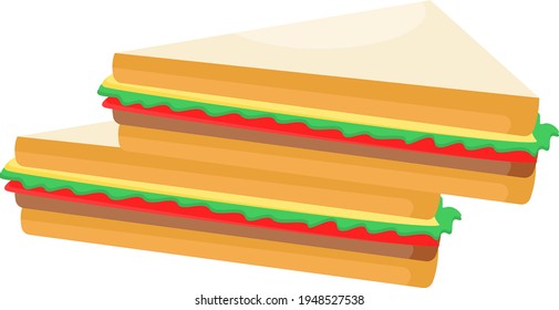 Ilustración vectorial del sándwich triangular sobre fondo blanco.