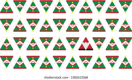 Triángulo santa y su Arte vectorial de los elfos, Vector gráfico patrón de Navidad, Plantilla de papel de embalaje de Navidad