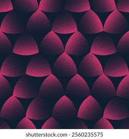 Triangle Scale Seamless Pattern Trend Dot Work Vector Pink Black Abstract Background. Rounded Triangles Grid Halftone Art Illustration for Cool Textile Print. Endless Graphic Abstraction for Wallpaper
