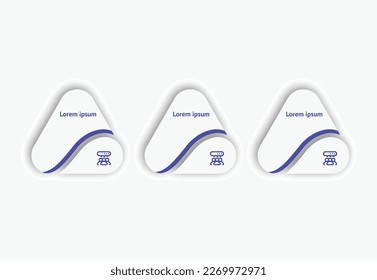 Triangle scheme with three round paper, process infographics concept,Optional content, stylish,colorful infographics,Modern flat vector illustration for data visualization.