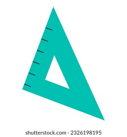 Triangle school ruler icon. School supplies. Vector illustration.