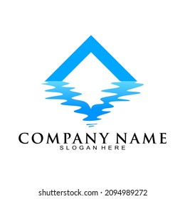 Triangle with sea illustration vector logo
