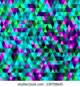 Triangle seamless background in purple, pink, green and turquoise color