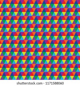 Triangle Seamless Background with Triangle Shapes of Different colors. Textile, Fabric, Paper, Wallpaper Print Template Magazine, Leaflet, Booklet. Template for Your Design, New pattern in a swatches