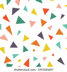 Triángulo sin fisuras, dibujado a mano, con colorido patrón vectorial con formas geométricas abstractas modernas. Imprimir para tela, textil, papel pintado
