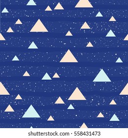 Triangle seamless pattern background. Abstract triangles and line isolated on blue for card, invitation, album, sketch book, scrapbook, holiday wrapping paper, textile fabric, garment etc