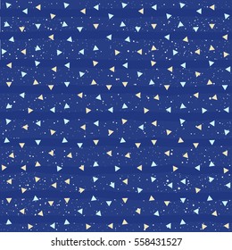 Triangle seamless pattern background. Abstract triangle isolated on blue for card, invitation, album, sketch book, scrapbook, holiday wrapping paper, textile fabric, garment etc