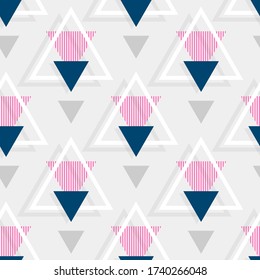 Triangle seamless pattern. Geometric pattern. Abstract background with triangles. Vector illustration. Trendy repeating texture. Elegant ornament. Modern design paper, wallpaper, textile, cloth.