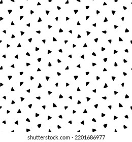 Triangle seamless pattern. Irregular small brush strokes texture. Repeat abstract scattering patern. Repeated random hand drawn background. Repeating scattered design for prints. Vector illustration