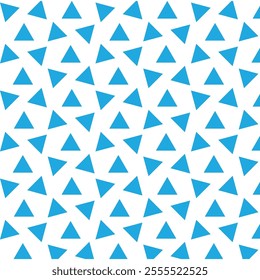 Triangle seamless pattern vector on white background. Modern stylish texture with randomly disposed blue triangles. Repeating abstract textile background. Retro colorful blue geometric pattern.