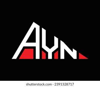 Diseño del logotipo de la letra AYN de forma triangular