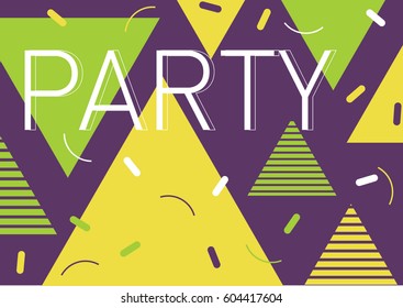 Triangle shape background pattern with text/ Party poster template design
