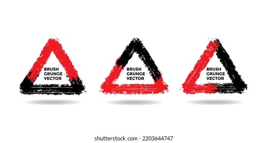 Dreiecksform Schwarz-Rot-Pinsel-Vektorset-Sammlung. Verwendet für Frame Text, Poster Titel, Banner, Kleidung Geschäft, Logo und andere Design-Vektorprojekt.