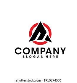 triangle shape and circle with outline rounded design template isolated on white background