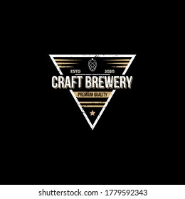 Triangle shape craft brewery logo design vector, best for brew house, bar, pub, brewing company branding and identity