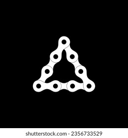 Triangle Shape created from Chain Silhouette for Motorcycle, Bike or Bicycle, Machinery, can use for Art Illustration, Logo Type, Pictogram, Website or Graphic Design Element. Vector Illustration