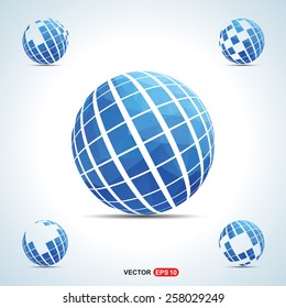 Triangle shape creative globe logo blue background for your text and logo | Globe logo design | world creative shape logo | Technology logo | corporate business logo design - vector illustration