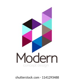 Triangle shape design abstract business logo icon design. Company logotype branding emblem idea. Vector illustration