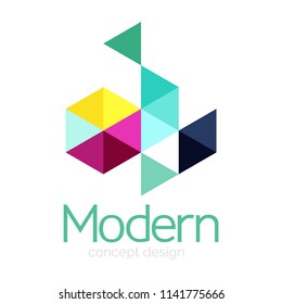 Diseño de formas triangulares diseño de iconos abstractos del logotipo de negocios. Idea del emblema de marca de logotipo de empresa. Ilustración del vector