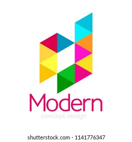 Diseño de formas triangulares diseño de iconos abstractos del logotipo de negocios. Idea del emblema de marca de logotipo de empresa. Ilustración del vector