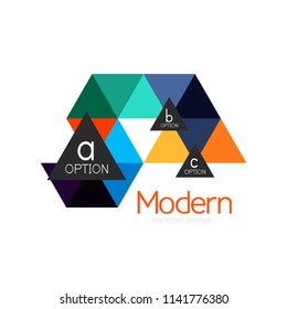 Diseño de formas triangulares diseño de iconos abstractos del logotipo de negocios. Idea del emblema de marca de logotipo de empresa. Ilustración del vector