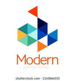 Triangle shape design abstract business logo icon design. Company logotype branding emblem idea. Vector illustration