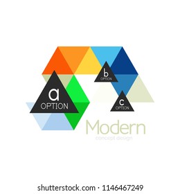 Diseño de formas triangulares diseño de iconos abstractos del logotipo de negocios. Idea del emblema de marca de logotipo de empresa. Ilustración del vector