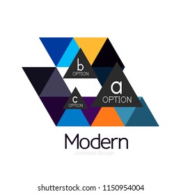 Diseño de formas triangulares diseño de iconos abstractos del logotipo de negocios. Idea del emblema de marca de logotipo de empresa. Ilustración del vector