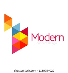 Diseño de formas triangulares diseño de iconos abstractos del logotipo de negocios. Idea del emblema de marca de logotipo de empresa. Ilustración del vector