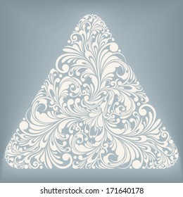 forma triangular con ornamento floral, ilustración vectorial