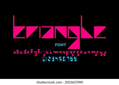 Triangle shape font design, alphabet letters and numbers vector illustration