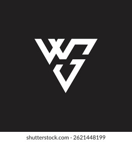 Forma triangular letra GW logotipo design vetor ilustração.