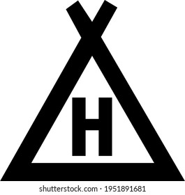 Triangle shape H black and white symbol