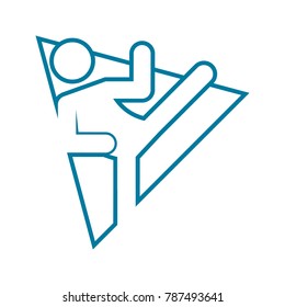 Triangle Shape Karate Kick Outline Sport Figure Symbol Vector Illustration
