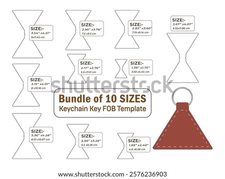 Triangle shape keychain key FOB Dieline Template