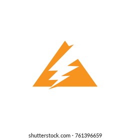 triangle shape with lightning bolt symbol logo vector