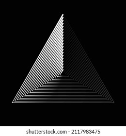 Triangle shape with lines. Art lines background with geometric design element. Optical illusion psychedelic effect.