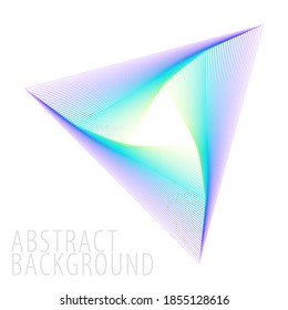 Triangle shape lines blends green, blue, purple. Abstract pattern geometric shape white background.
Editable stroke vector illustration.