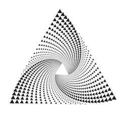 Triangle Shape With Little Triangles In Halftone Spiral Effect