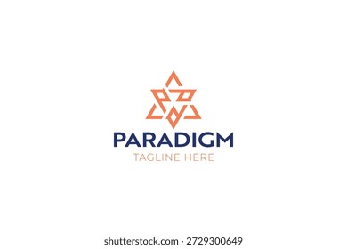 Logotipo de forma de triángulo Abstractas para el símbolo de signo de sistema de concepto de paradigma